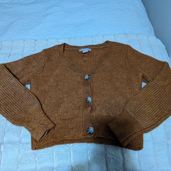 SINCERELY JULES Soft & Comfy cropped Cardian Sweater // Orangey brown - Picture 5 of 5